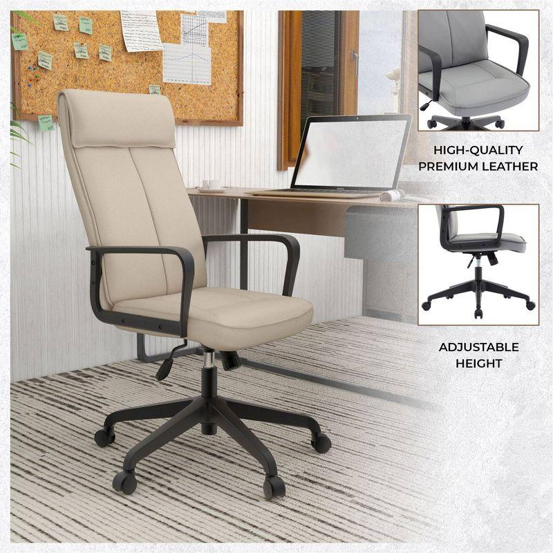 LeisureMod Ergonomic Office Chair High-Back Adjustable Height Swivel and Tilt with Double Wheel Casters Aiaria Collection