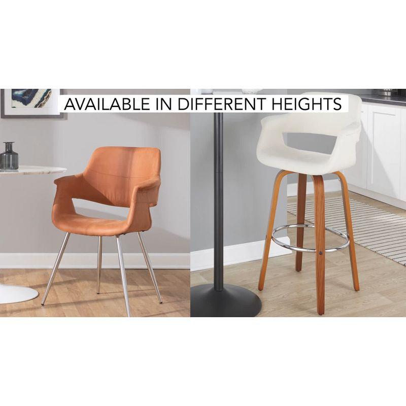 LumiSource Set of 2 Vintage Flair Adjustable Barstools Chrome/Light Gray: Mid-Century Modern, Swivel, Footrest, Upholstered