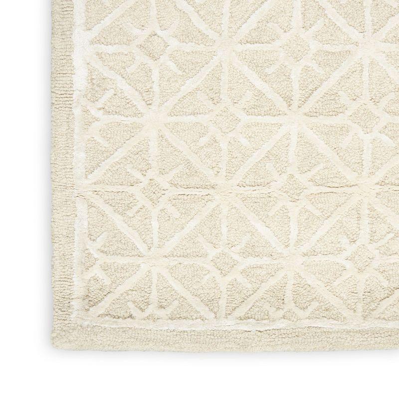 Geometric Handmade Tufted Ivory Area Rug