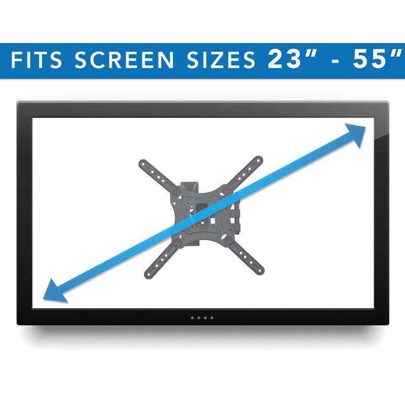 Full-Motion Black TV Wall Mount with AV Shelf