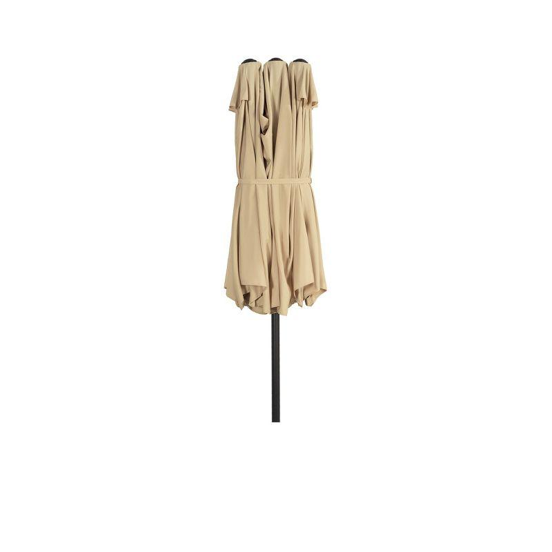 WestinTrends 15 x 9 Ft Double Sided Outdoor Twin Patio Market Table Umbrella, Beige