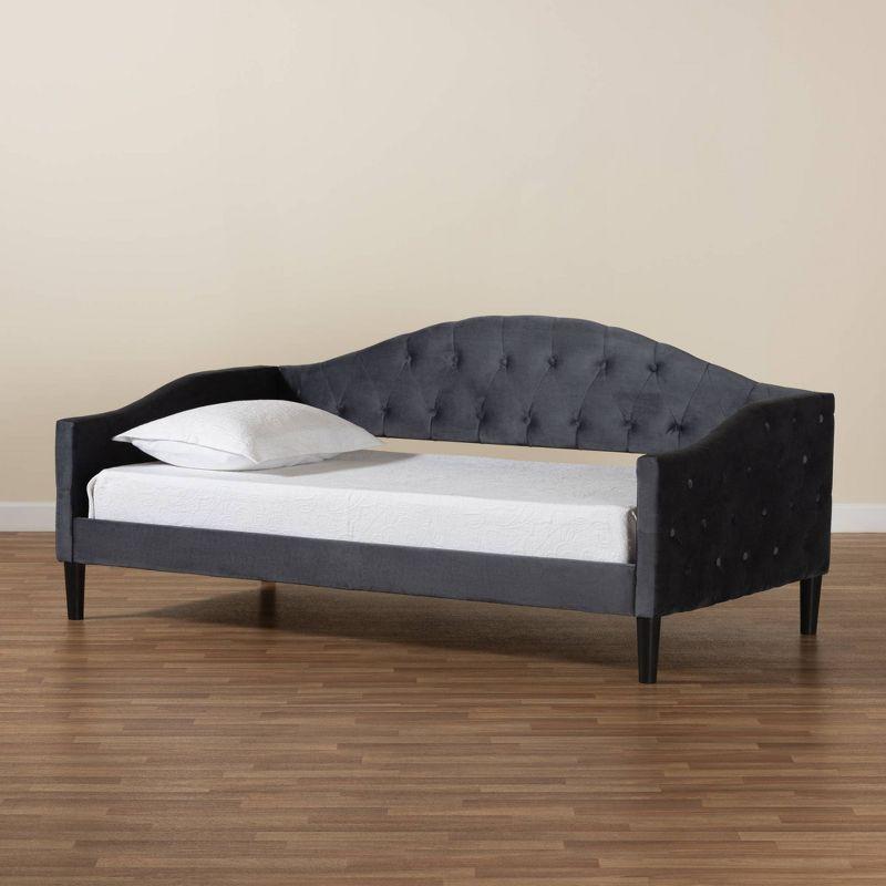 Benjamin Velvet Fabric Upholstered and Wood Daybed - Baxton Studio