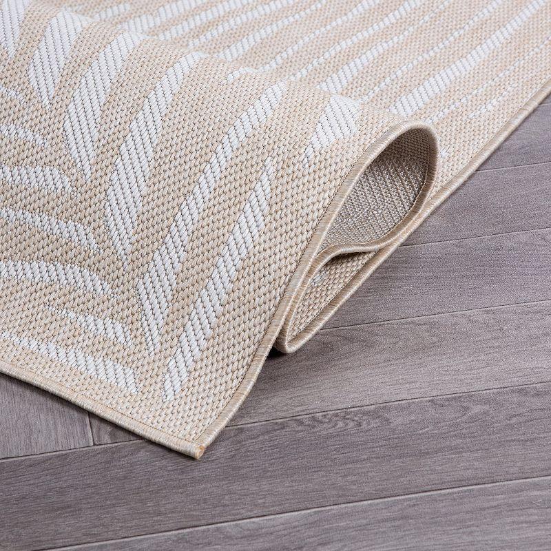 World Rug Gallery Contemporary Palm Leaf Textured Flat Weave Indoor/Outdoor Area Rug - NATURAL 2'x7'