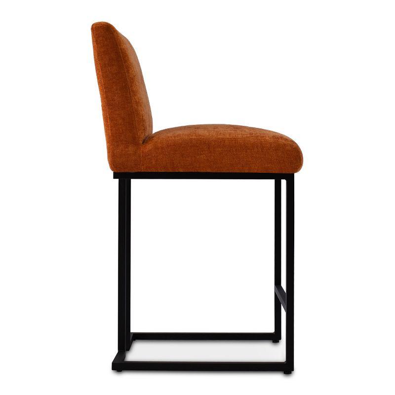 Set of 2 Upholstered Counter Height Bar Stools, 25" Armless Fabric Seat with Black Metal Sled Legs for Kitchen Island & Home Bar-Maison Boucle
