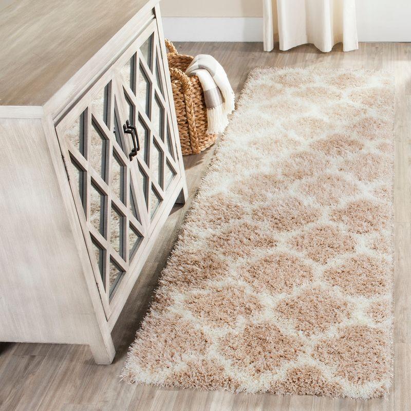 Ivory Beige High Pile Shag Area Rug 2'-3" x 7'