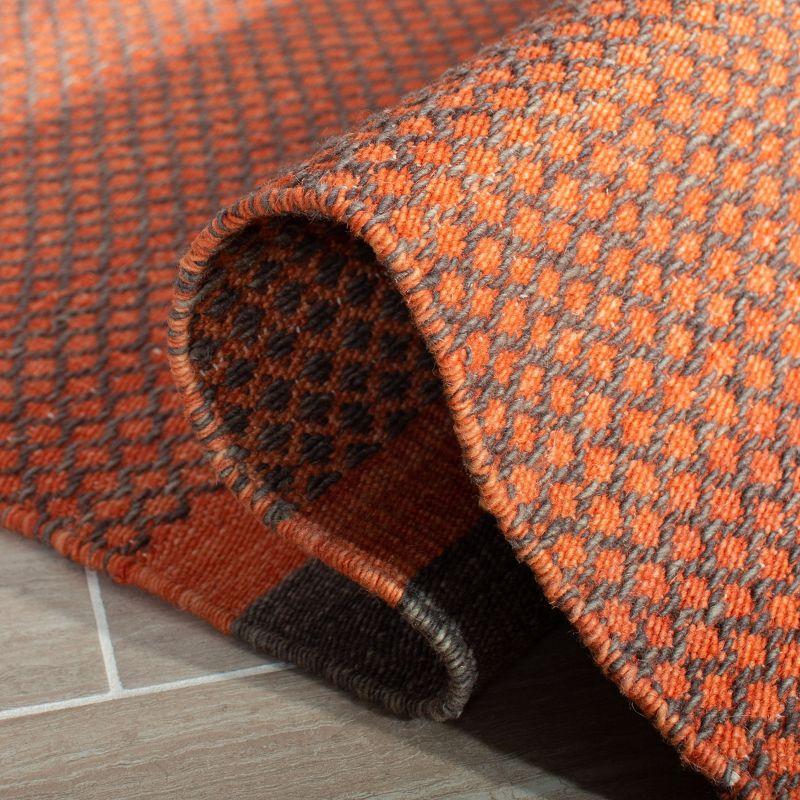 Kilim KLM952 Hand Woven Area Rug - Dark Grey/Orange - 5'x8' - Safavieh.