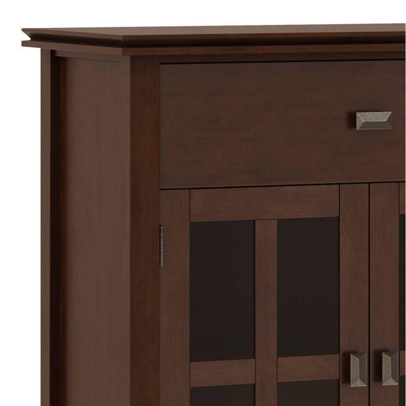 Simpli Home Artisan 60"W Solid Wood Sideboard Buffet with and Tempered Glass Doors and 3 Drawers