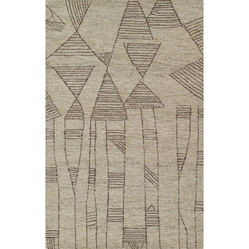 Momeni 5'x8' Teppe Geometric Handtufted Area Rug Gray: Wool, Low Pile, Indoor, Rectangle, Classic Pattern