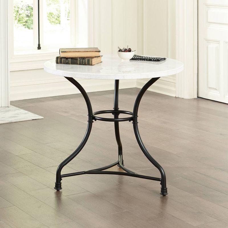 Claire Round Cafe Table White/Black - Steve Silver Co.: 34" Iron Base, Marble Top, Seats 2