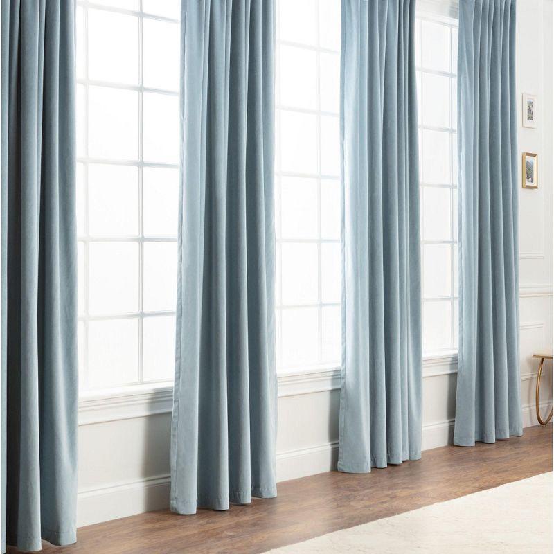 Chanasya 2pk Solid Velvet Room Darkening Window Curtain Panels - Set of 2 - 52 x 63 Inches Long - Slate Blue