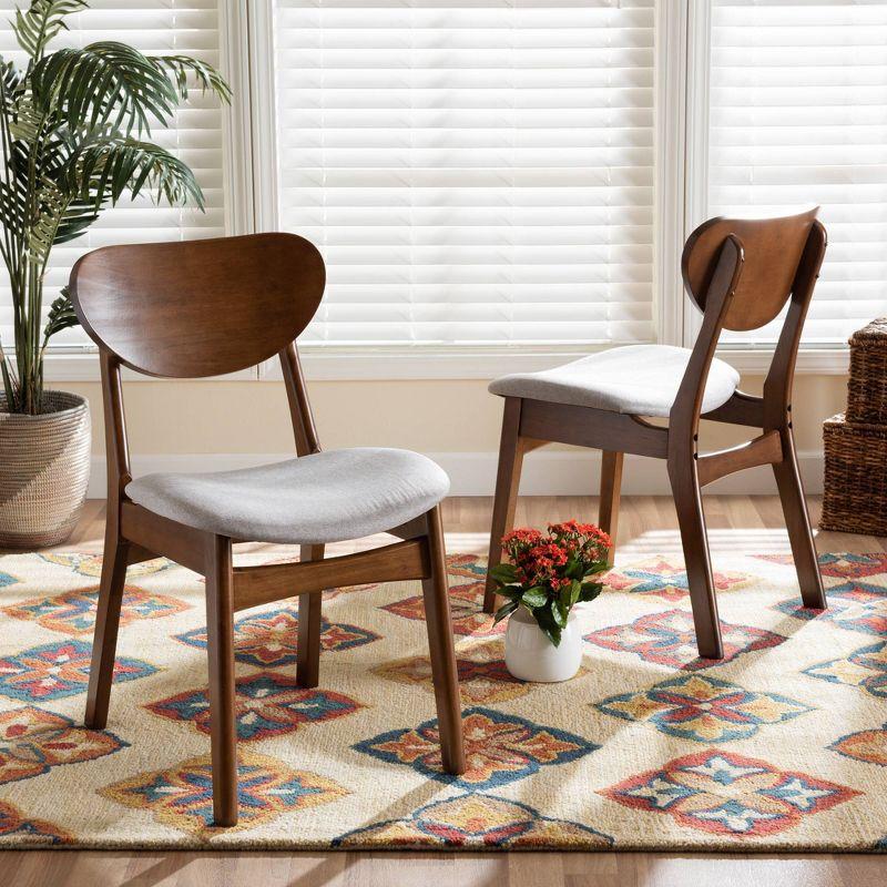 2pc Katya Fabric Upholstered and Wood Dining Chair Set - Baxton Studio