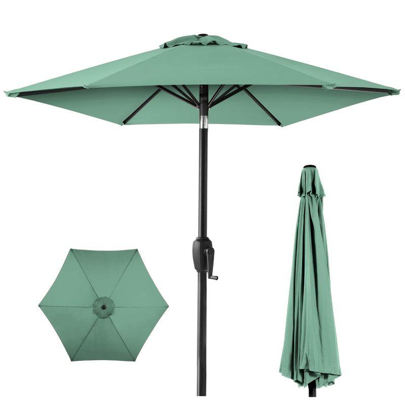 Seaglass 7.5ft Heavy-Duty Outdoor Market Patio Umbrella with Push Button Tilt