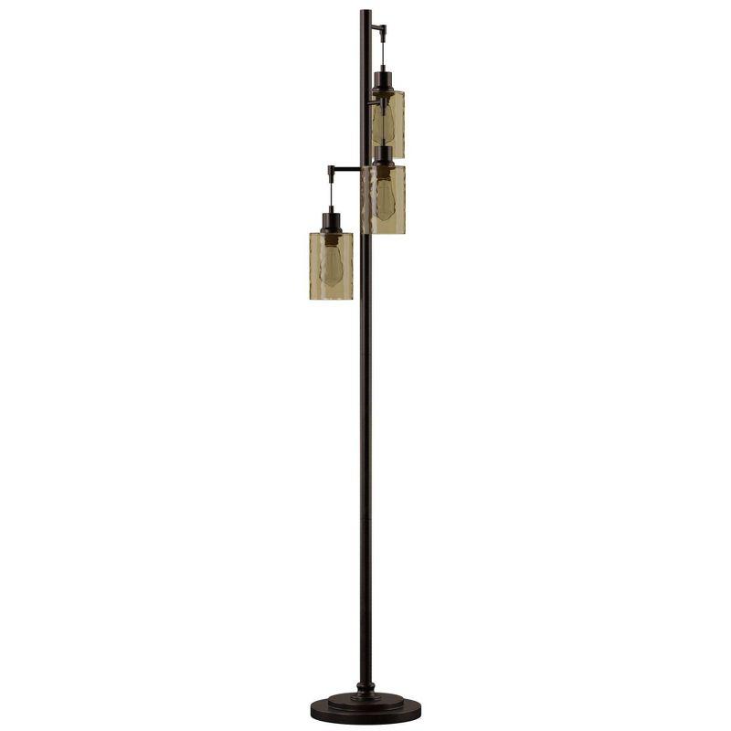 StyleCraft 3 Head Bronze Floor Lamp with Dimpled Glass Shades: Adjustable, UL Listed, Steel Body