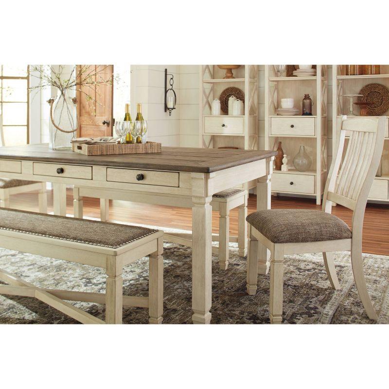 Dining Table Cream - Signature Design by Ashley: Farmhouse Style, 6 Drawers, Rustic Plank Top