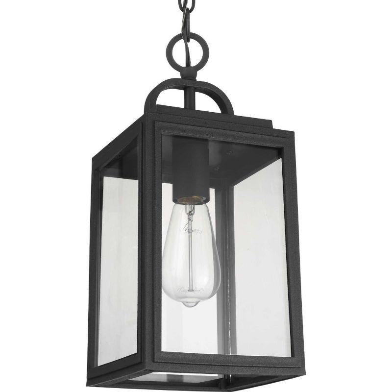 Progress Lighting Grandbury 1-Light Outdoor Hanging Lantern, Black, Clear Glass, DURASHIELD