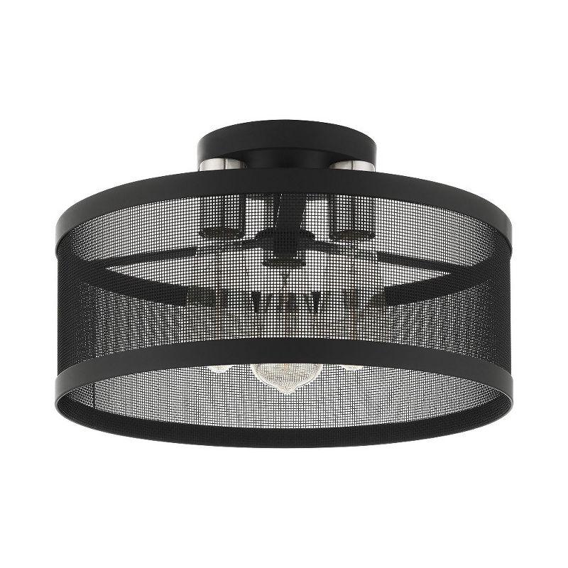 Livex Lighting Industro 3 - Light Semi-Flush Mount in  Black/Brushed Nickel