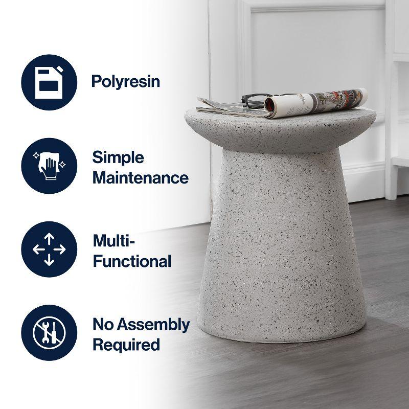 Hollie 18" Minimalist Modern Drum Accent Table Pedestal, Gray Terrazzo Finish - JONATHAN Y