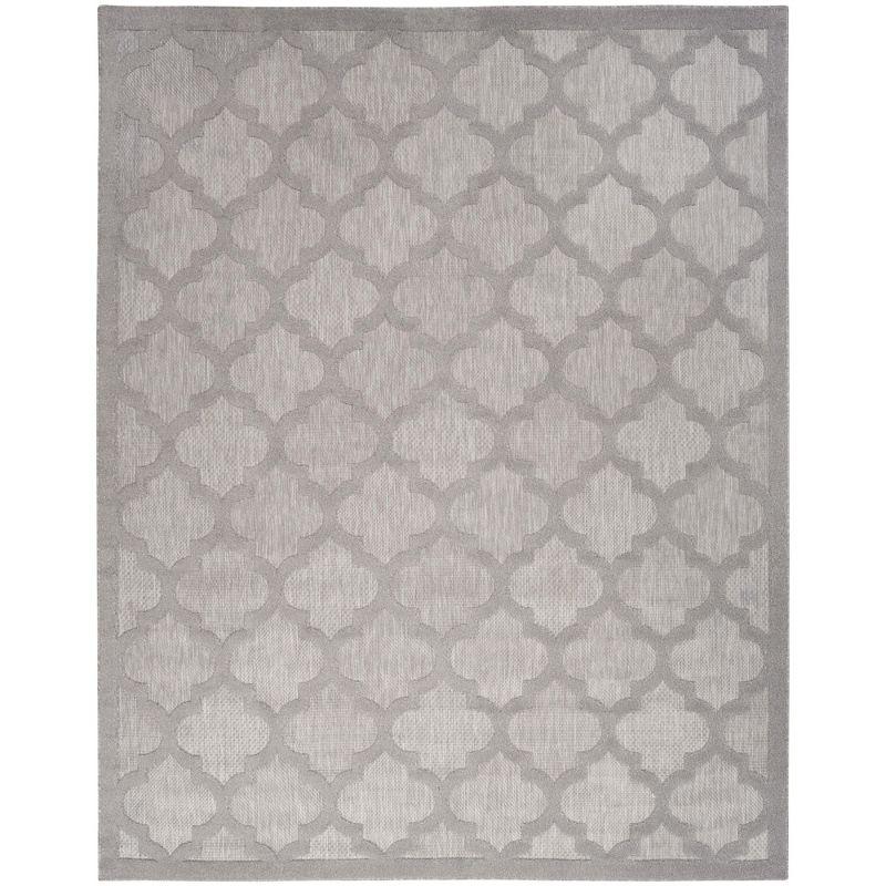 Silver Grey Trellis Flat Woven 8' x 10' Synthetic Rug