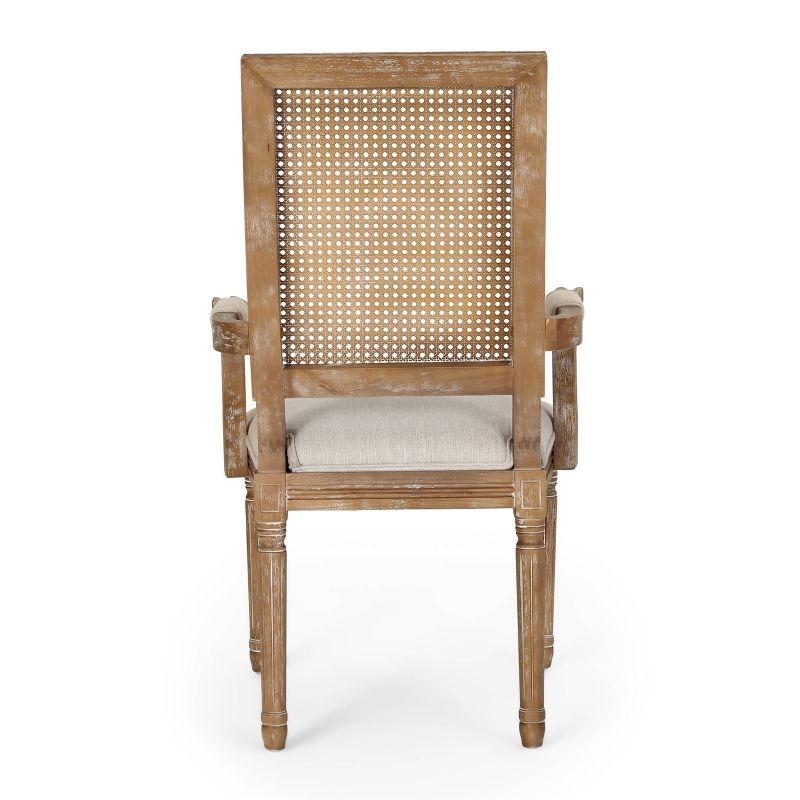 Set of 2 Maria French Country Wood & Cane Dining Chairs with Arms - Christopher Knight Home
