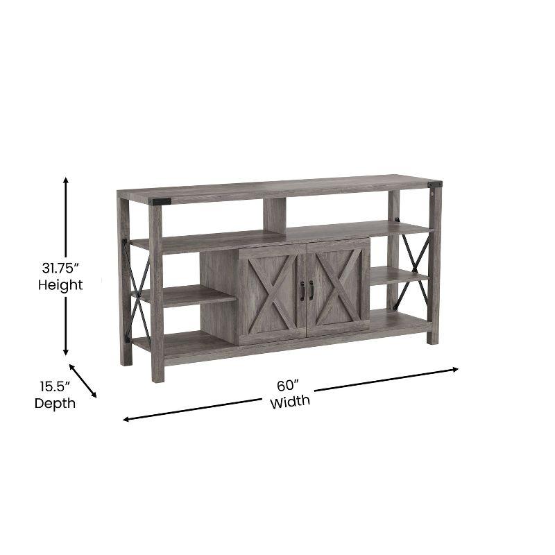 Flash Furniture Wyatt 60" Modern Farmhouse Tall TV Console Cabinet with Storage Cabinets and Shelves for TV's up to 60", Gray Wash