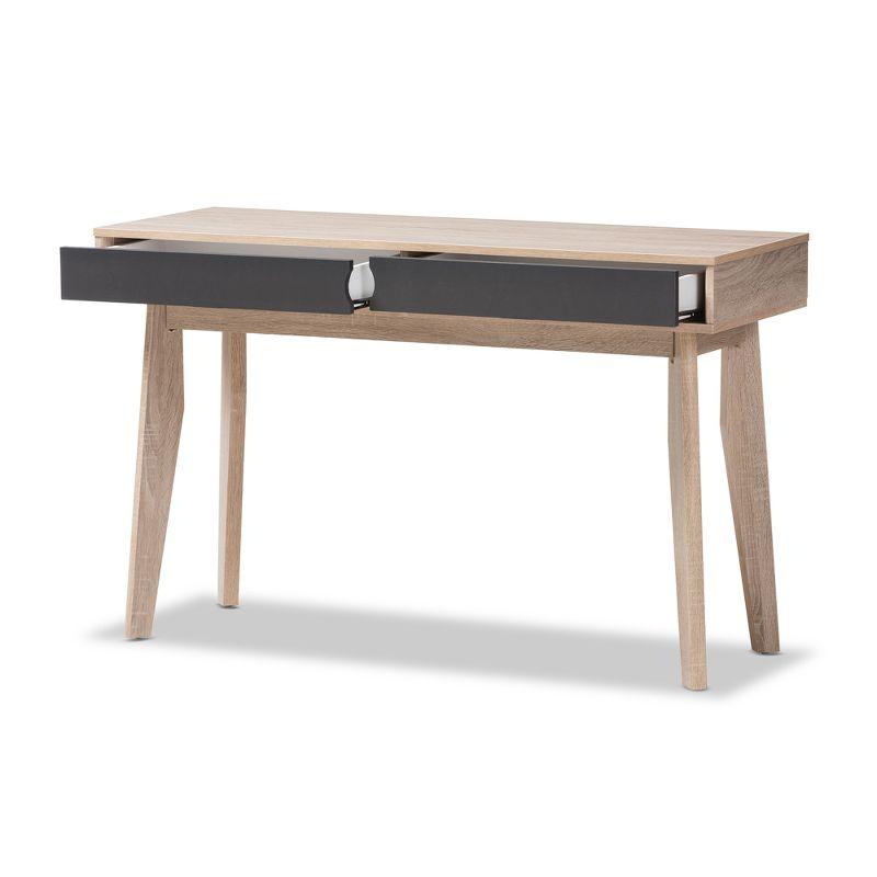 Scandinavian-Inspired Oak and Grey 2-Drawer Study Desk