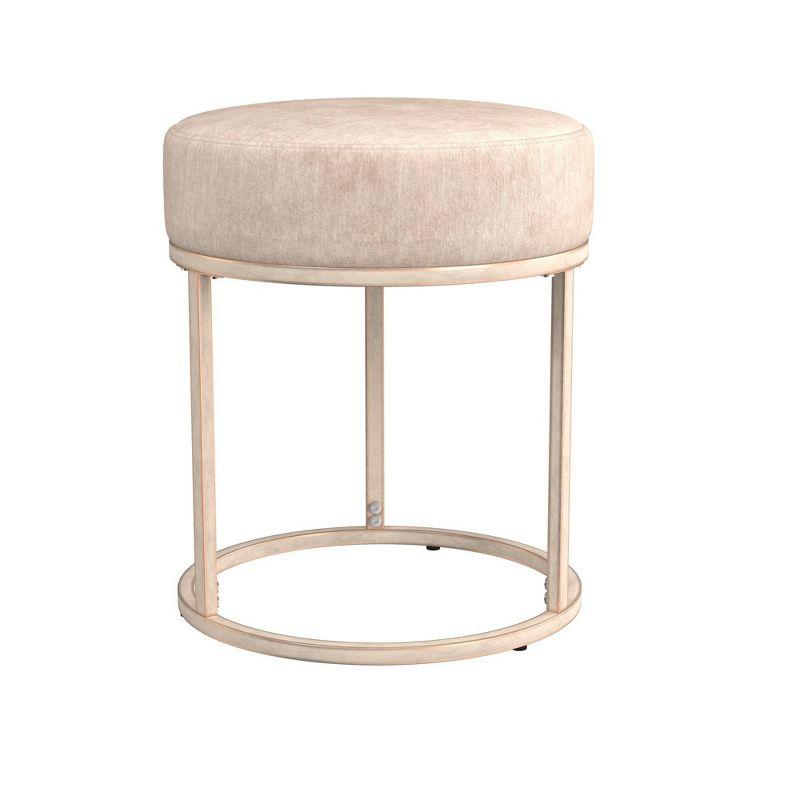 18" Swanson Backless Upholstered Metal Vanity Stool Bone White - Hillsdale Furniture: Round Padded Seat, Modern Design