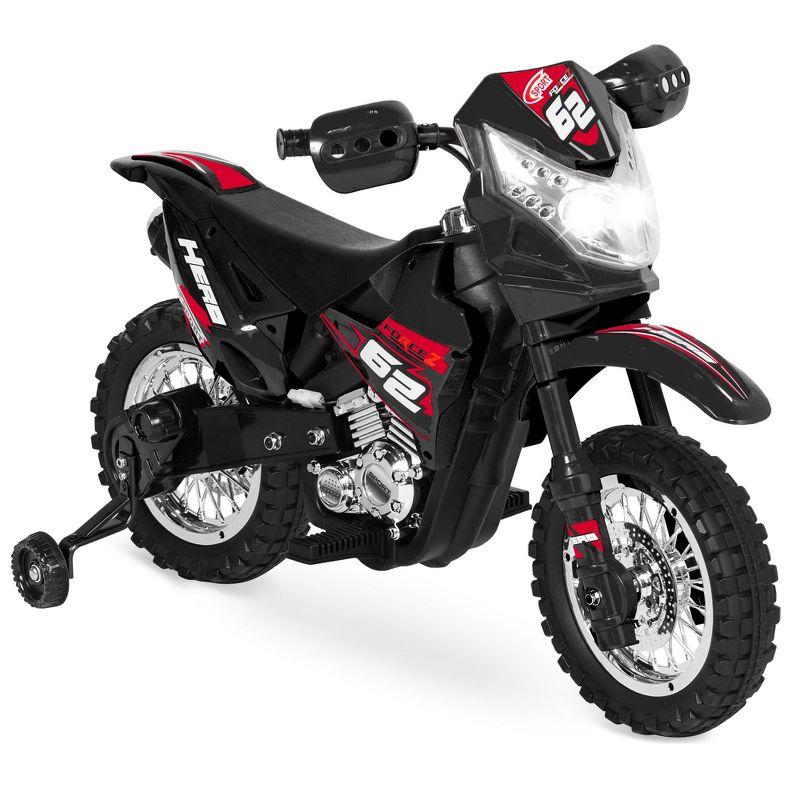 6V Black Kids Ride-On Motorcycle with Training Wheels