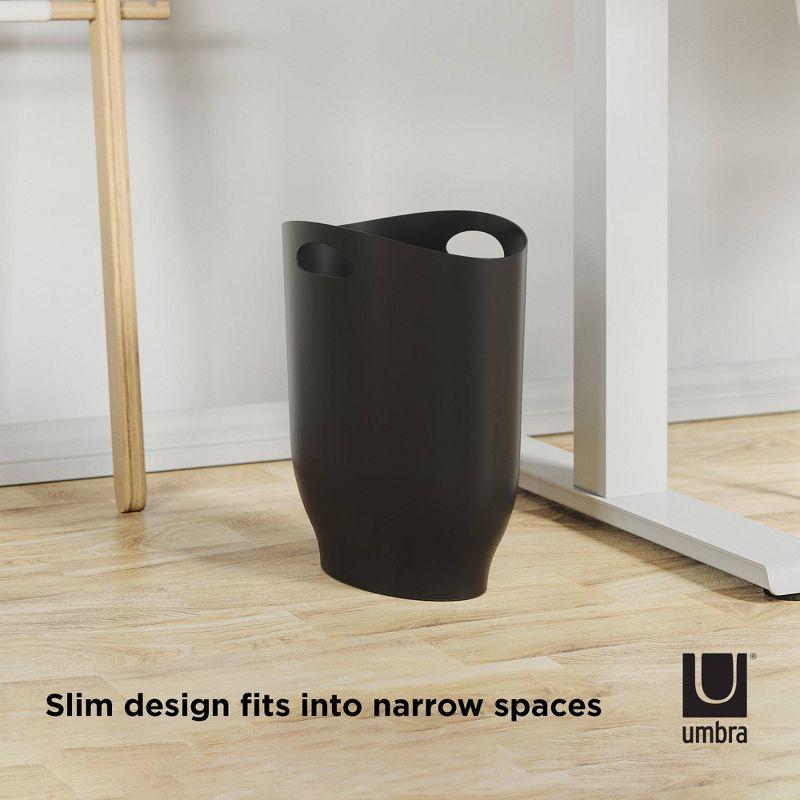 Umbra 2.4gal Harlo Indoor Trash Can Black: Small Size Bathroom Garbage Can, Polypropylene, Open Top, 13" Height