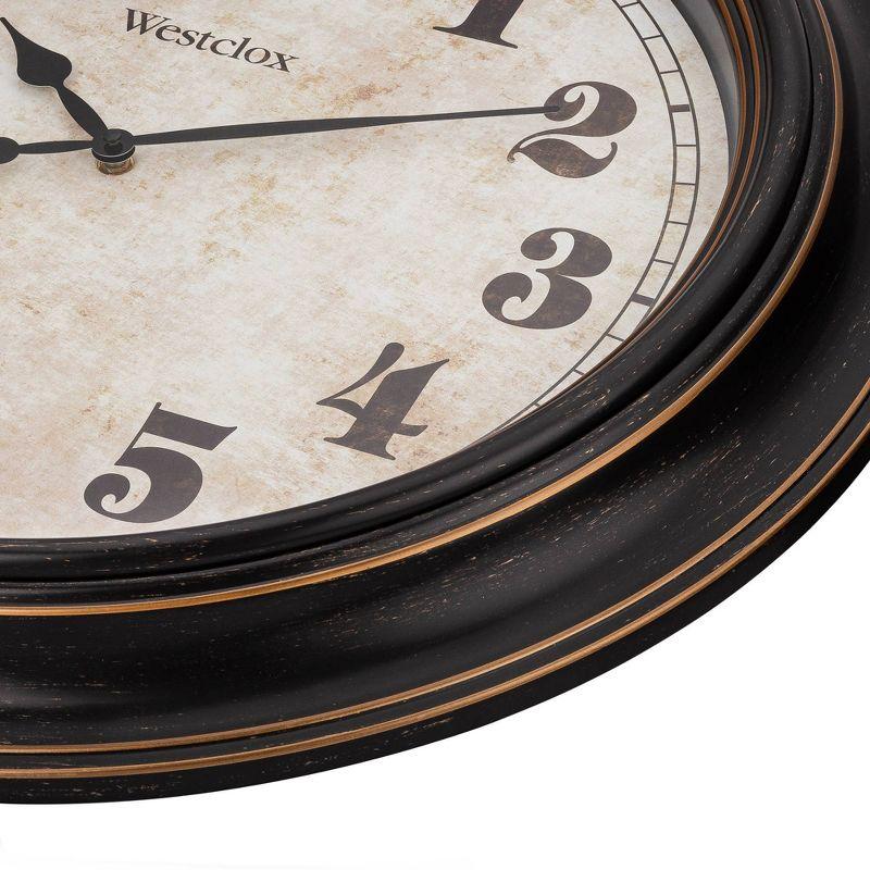 24" Wall Clock with Vinatge Dial/Glass Lens - Westclox: Analog, Indoor Decorative Timepiece, Modern Style