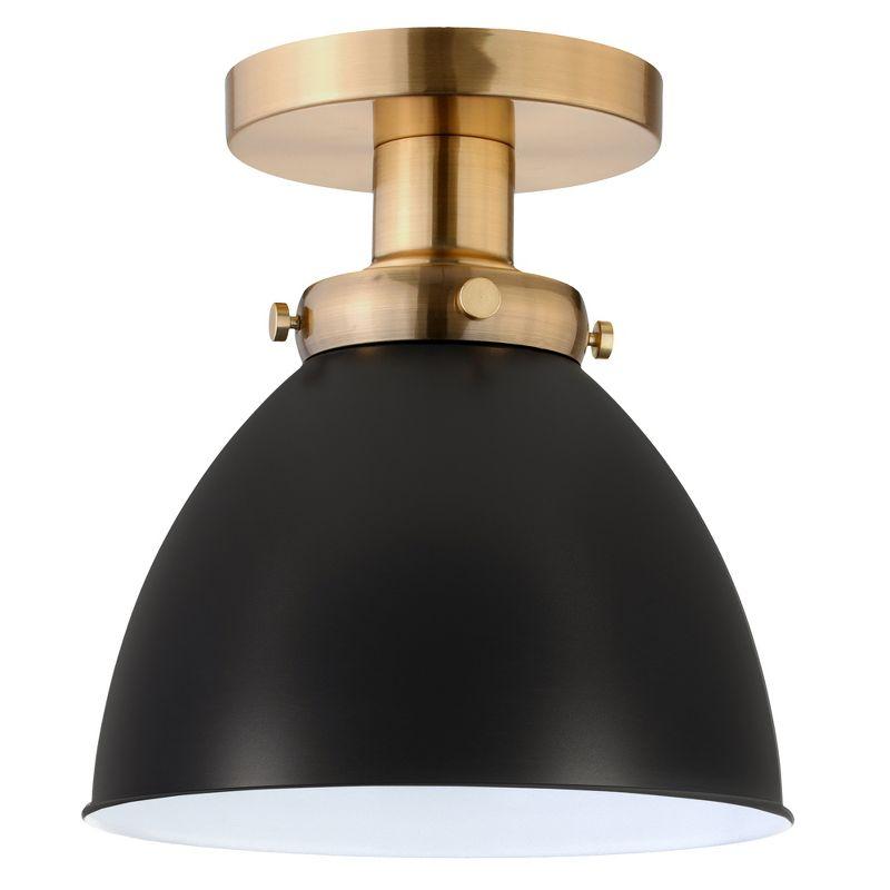 Madison 8" Brass and Black Semi Flush Mount Light