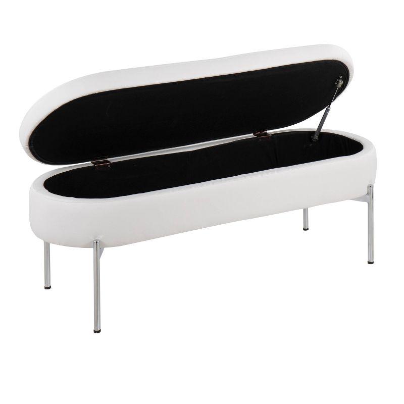 48" Chloe PU Leather Storage Bench Metal Chrome - LumiSource