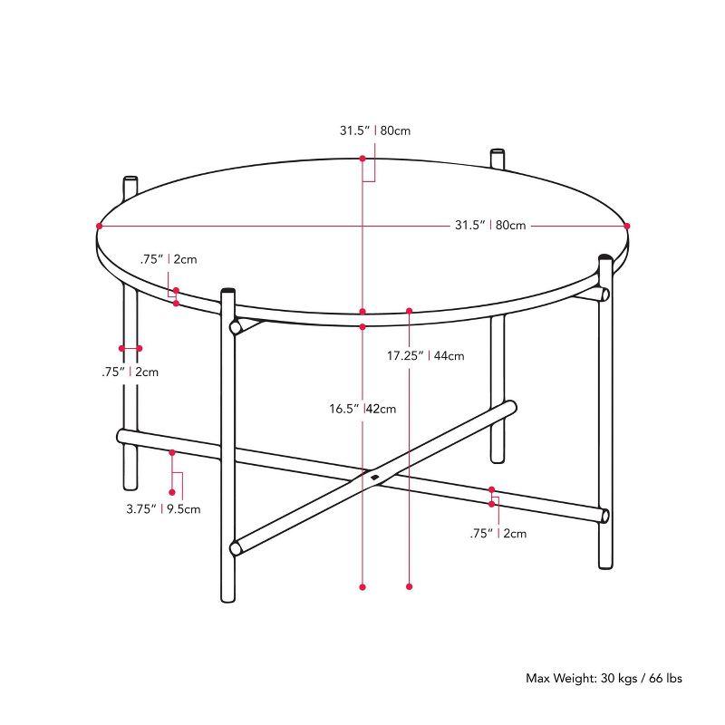 Modern Sleek Black Marbled Round Coffee Table with Metal Frame