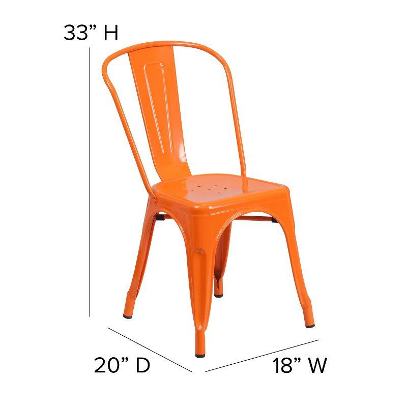 Emma + Oliver Orange Metal Stackable Indoor-Outdoor Dining Chair