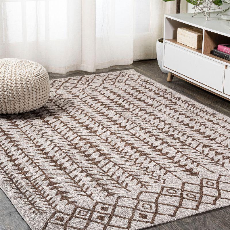 3'x5' Tokay Bohemian Geometric Indoor/Outdoor Area Rug, Beige/Brown - JONATHAN Y