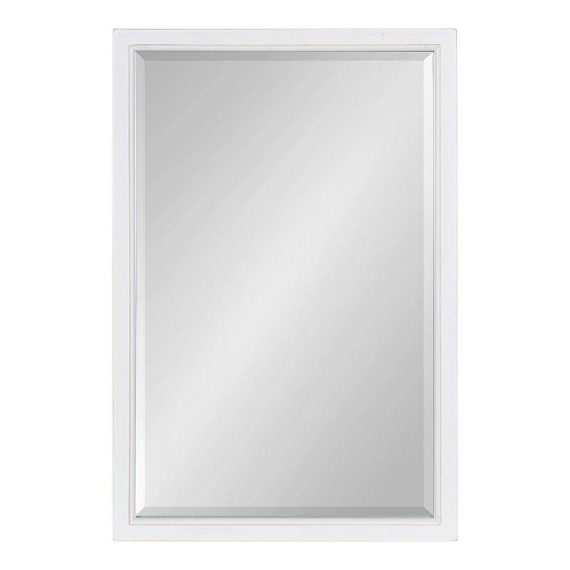 20" x 30" Hogan Wood Framed Decorative Wall Mirror White - Kate & Laurel All Things Decor: Modern Rectangle, No Assembly Required