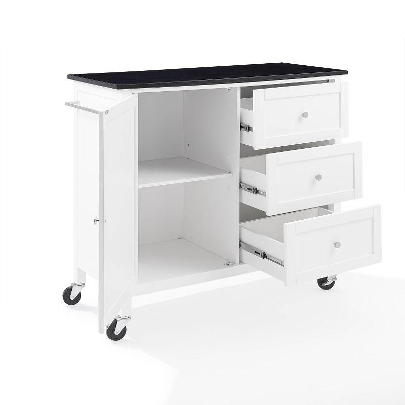 Crosley Soren Granite Top Kitchen Island/Cart Black/White: Traditional Style with Caster Wheels, Storage & Assembly Tools Provided