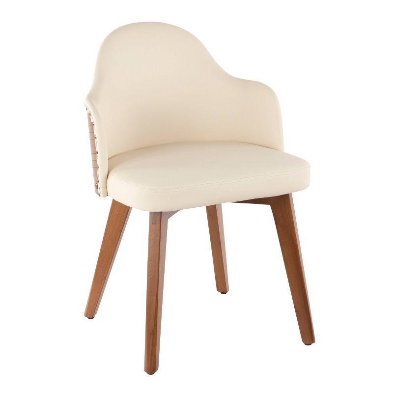 Ahoy Contemporary Cream Faux Leather Side Chair with Walnut Legs