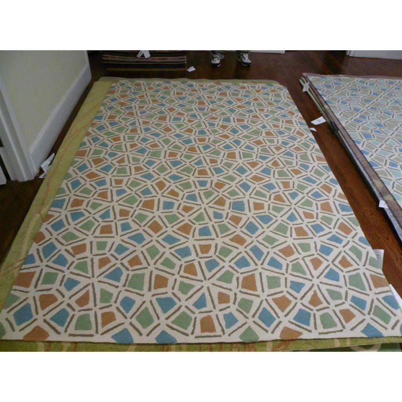 Newport NPT426 Hand Hooked Area Rug - Blue/Green - 5'6"x8'6" - Safavieh.