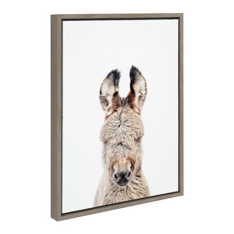 Gray and White Burro Portrait Canvas Print with Polystyrene Frame