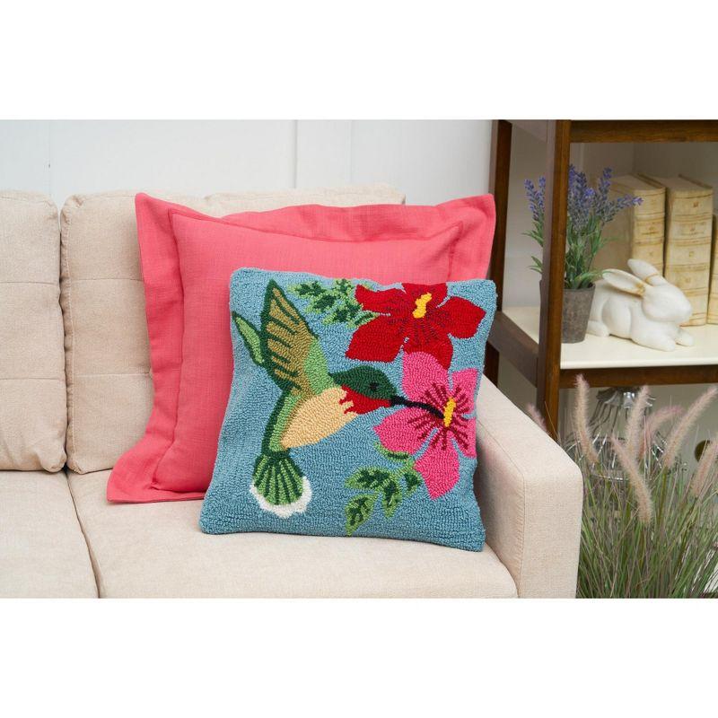 Humming Bird Floral Hooked Pillow