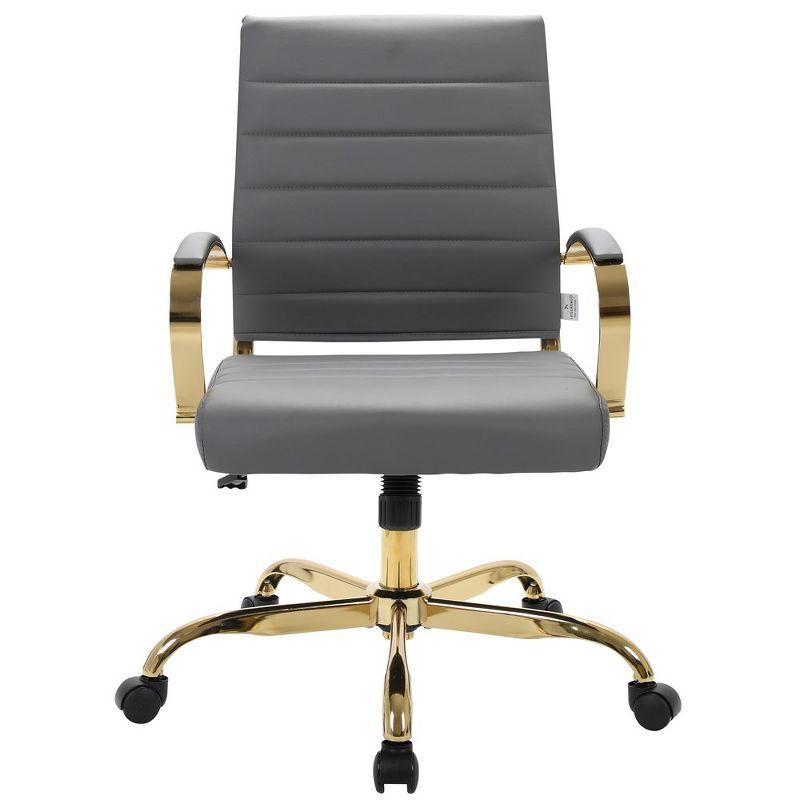 Everly Quinn Naudain Leather Office Chair – Modern Executive Swivel Task Chair with Wheels, Adjustable Height & Padded Arms for Desk or Conference Room