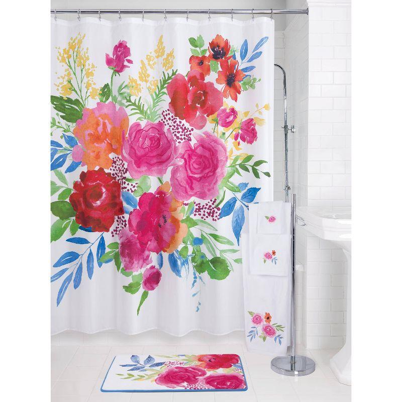 Floral Burst Shower Curtain - Allure Home Creations: Botanical Microfiber Bath Decor, Machine Washable