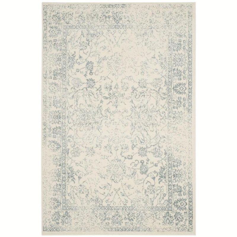 Ivory and Slate Hand-knotted Reversible Synthetic Area Rug