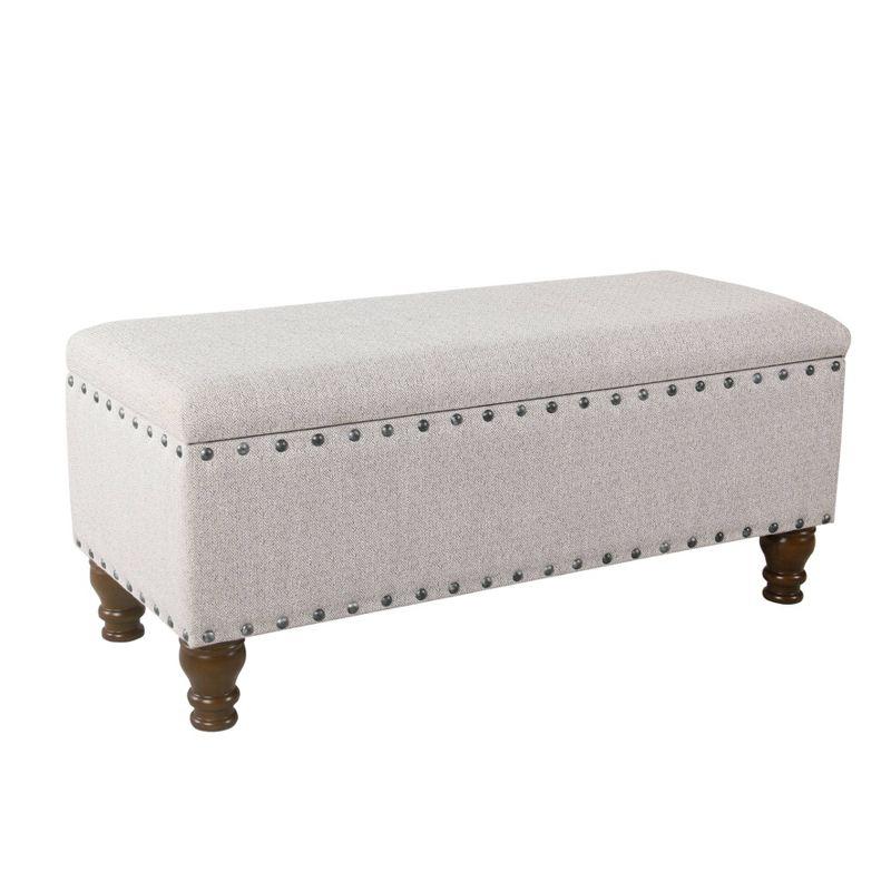 Large Storage Bench with Nailhead Trim Light Gray - HomePop: Multifunctional, Upholstered, Bedroom Entryway Seating