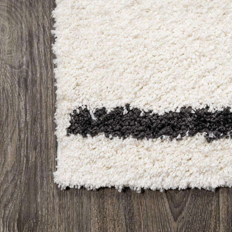 2'x10' Alaro Berber Stripe Shag Runner Rug, White - JONATHAN Y