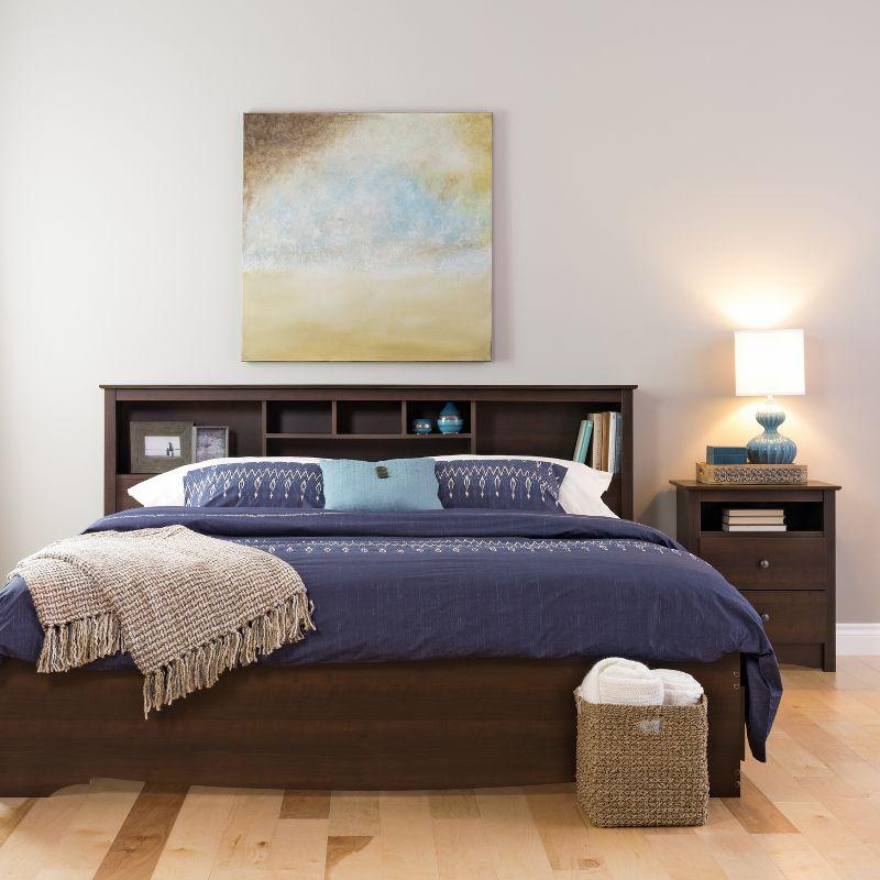 Prepac King Bookcase Headboard Espresso Brown: Wood Composite Storage Headboard, No Mattress Included