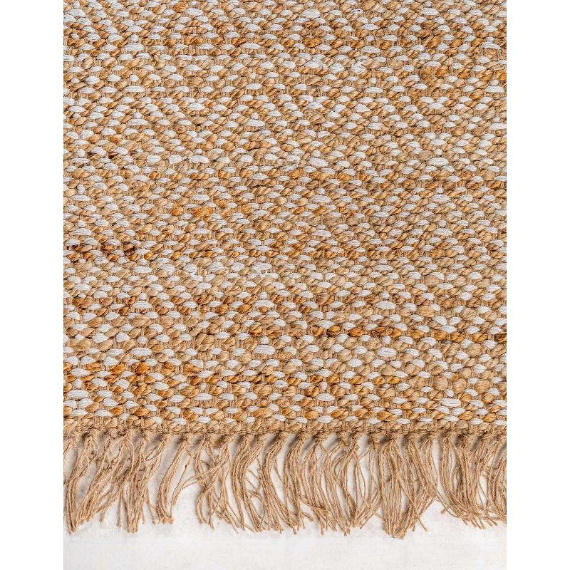 Handmade Braided Jute and Cotton 3' 3" x 5' 1" Area Rug in Natural Brown