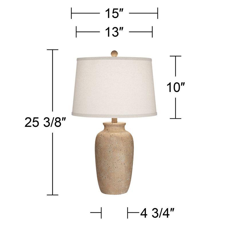 Regency Hill 25 1/2" High Farmhouse Rustic Coastal Country Cottage Table Lamps Set of 2 Beige Oatmeal Shade Living Room Bedroom Bedside Nightstand