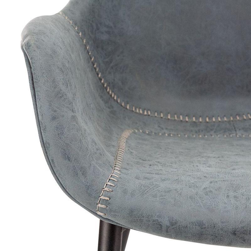 LeisureMod Markley Leather Dining Chair With Metal Legs and Arms