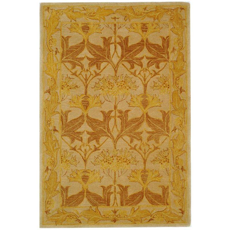 Elegant Ivory and Gold 4' x 6' Hand-Tufted Wool Area Rug